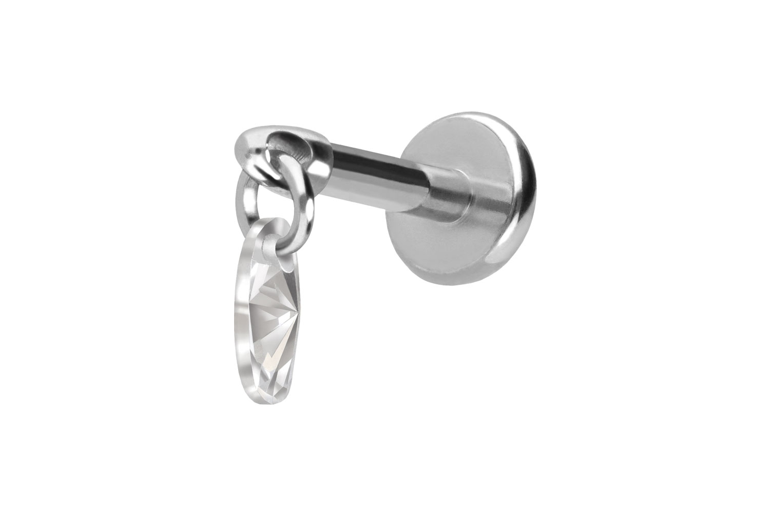 Titan Labret Piercing mit Push Fit KRISTALLOVAL